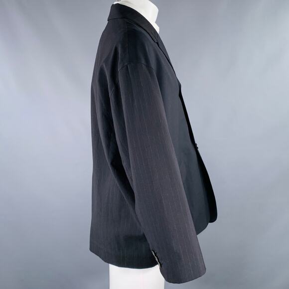 MY BEAUTIFUL LANDLET Size XS Black Stripe Wool Oversized Sport Coat - Picture 3 of 10